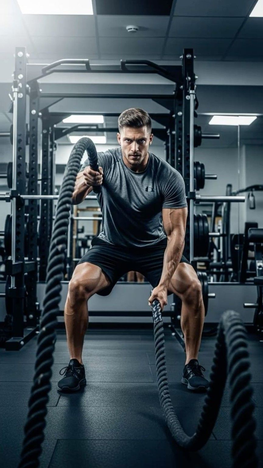 Cardio and conditioning with battle ropes